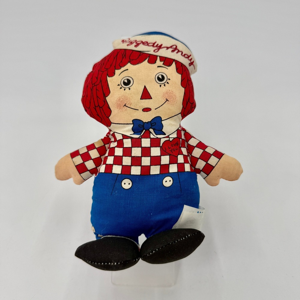 Applause Raggedy Andy Vintage Plush Beanbag Doll 7 Inch Red White Blue 16687